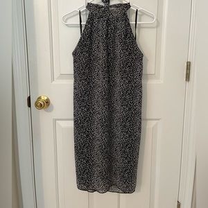 Black and Light Grey print halter dress in excellent condition